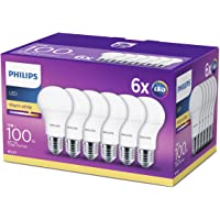Philips - pack de 6 bombillas LED E27- rosca Edison- 13-5 W- 230 V- luz blanca cálido- efecto escarchado